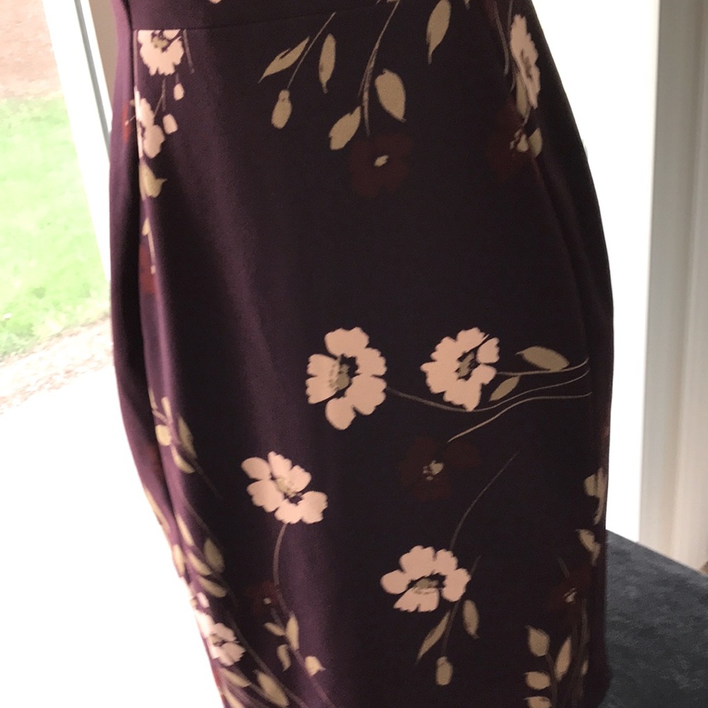 Women’s CALVIN KLEIN Plum Floral Print Casual Bodycon Midi Sheath Dress Sz 10 - Picture 4 of 12